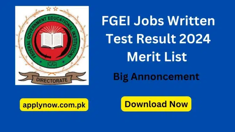 FGEI Jobs Written Test Result Induction 2024 Merit List