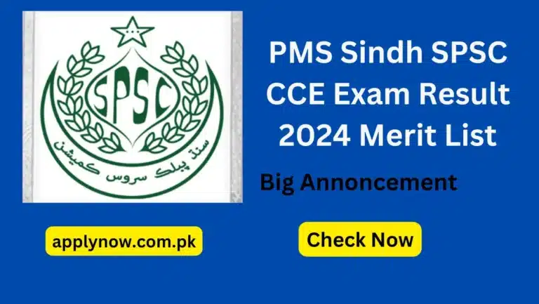 PMS Sindh SPSC CCE Exam Result 2024 Merit List