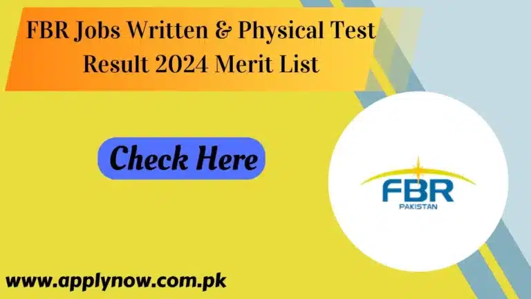 FBR Jobs Written & Physical Test Result 2024 Merit List